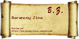 Barancsy Zina névjegykártya